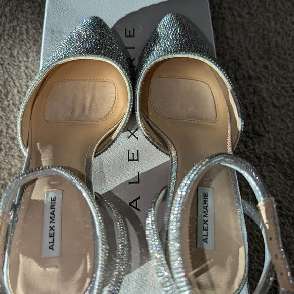 Alex Marie Brinley Rhinestone Round Heel Pumps, Size 5.5, Color Silver - Picture 10 of 13